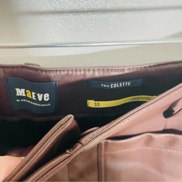 NWT Anthropologie Colette Cropped Vegan Leather Pants Chocolate - Picture 5 of 9